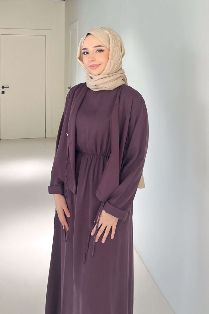 Novera Jileli Elbise Takım - Bordo - 2