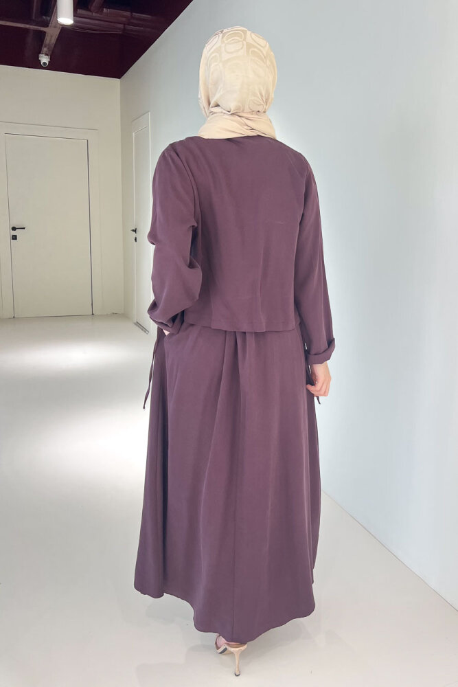 Novera Jileli Elbise Takım - Bordo - 8