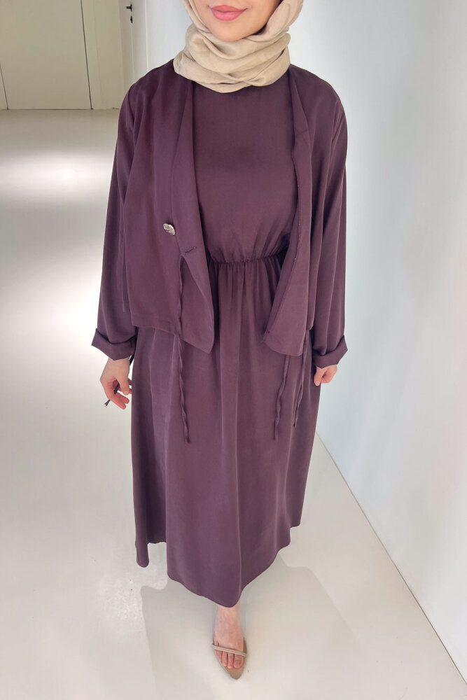 Novera Jileli Elbise Takım - Bordo - 4