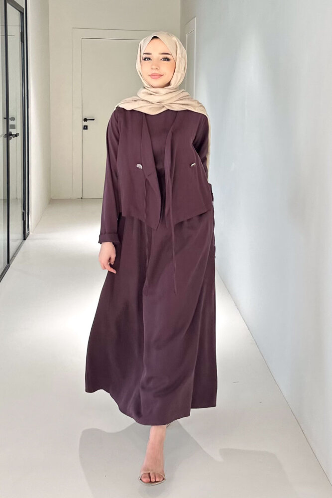 Novera Jileli Elbise Takım - Bordo - QUB (2)