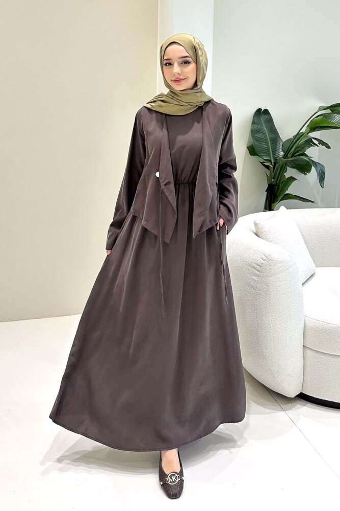 Novera Jileli Elbise Takım - Kahverengi - QUB (2)