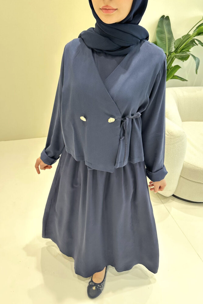 Novera Jileli Elbise Takım - Lacivert - QUB (3)