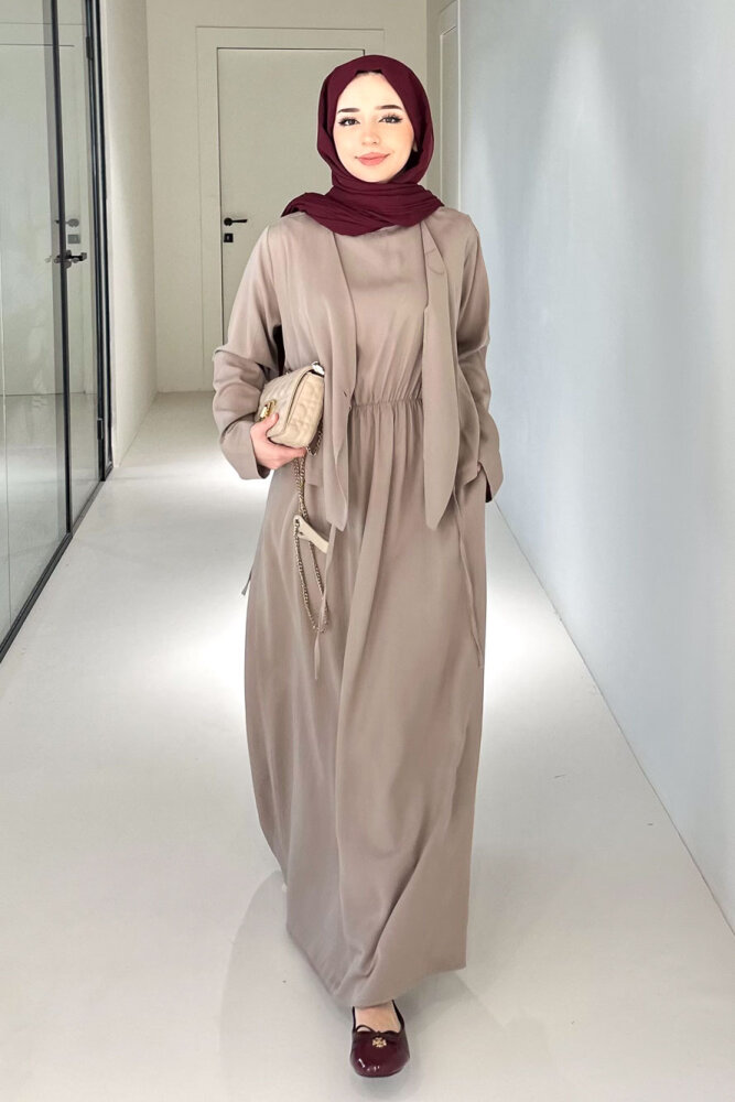 Novera Jileli Elbise Takım - Vizon - 10