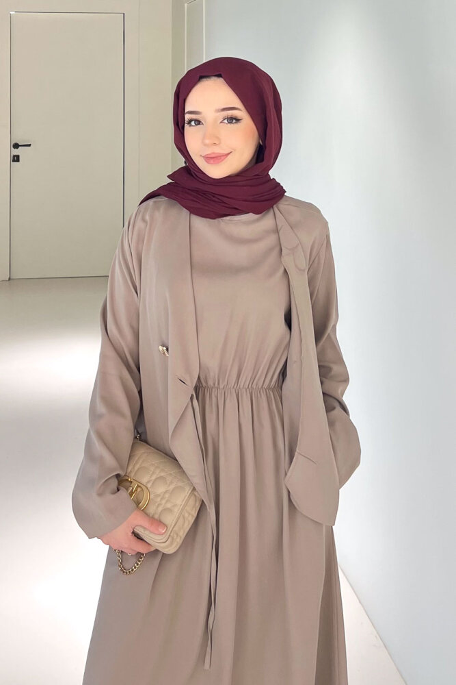 Novera Jileli Elbise Takım - Vizon - QUB (2)