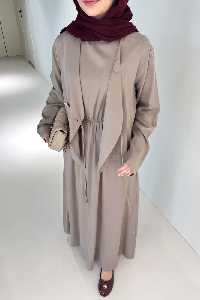 Novera Jileli Elbise Takım - Vizon - 6