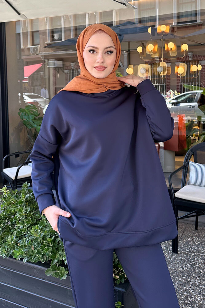 Omuzdan Düğmeli Scuba Takım - Lacivert - 7