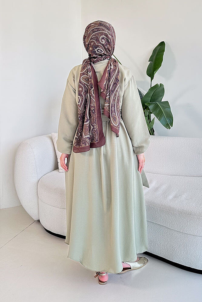 Önü Bağlamalı Etek Takım - Haki - 6