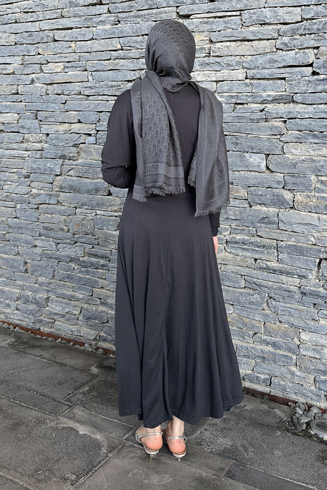 Önü Pile Detaylı Elbise - Antrasit - ENMA (5)