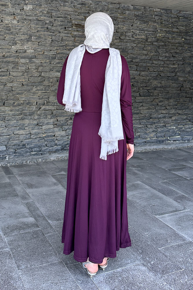 Önü Pile Detaylı Elbise - Mürdüm - ENMA (3)