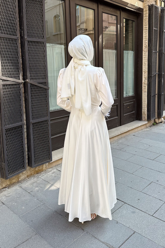 Otrişli Grace Elbise - Ekru - 6