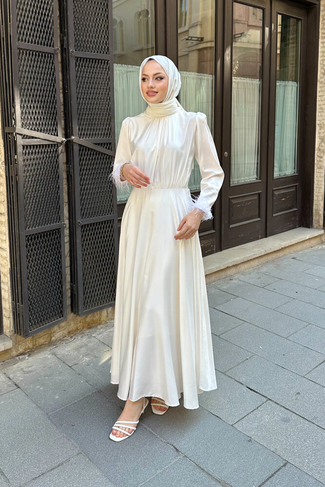 Otrişli Grace Elbise - Ekru - 7