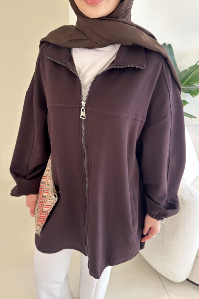 Oversize Tensel Bomber Kap - Kahverengi - 3