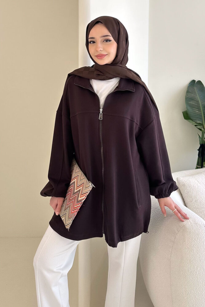 Oversize Tensel Bomber Kap - Kahverengi - 1