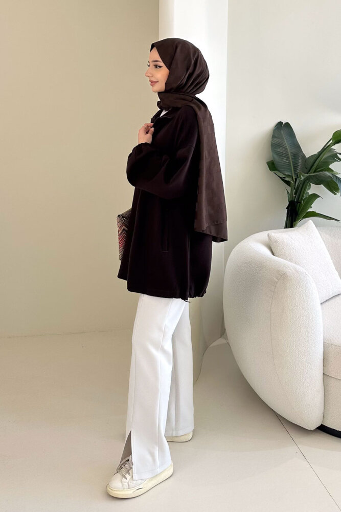 Oversize Tensel Bomber Kap - Kahverengi - 5