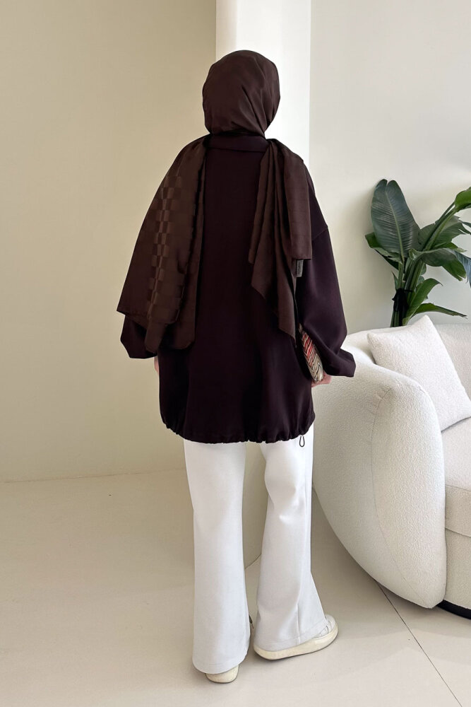 Oversize Tensel Bomber Kap - Kahverengi - 7