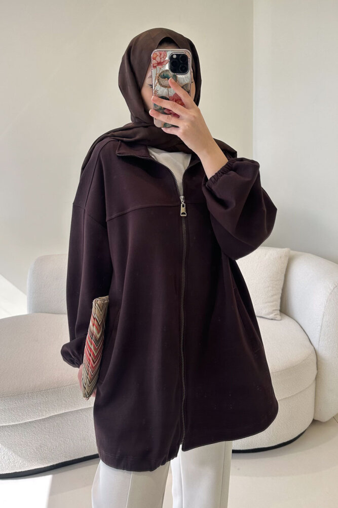 Oversize Tensel Bomber Kap - Kahverengi - 8