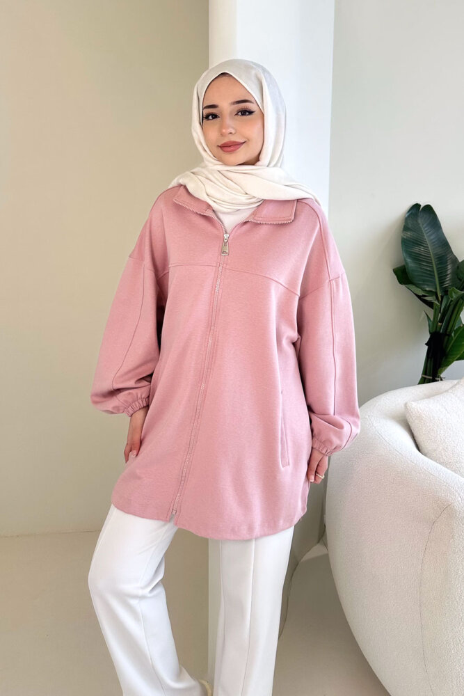 Oversize Tensel Bomber Kap - Pudra - 3