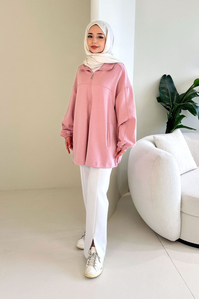 Oversize Tensel Bomber Kap - Pudra - 5