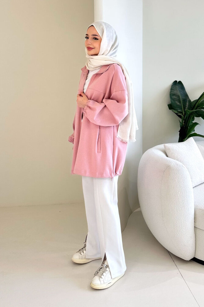 Oversize Tensel Bomber Kap - Pudra - 7