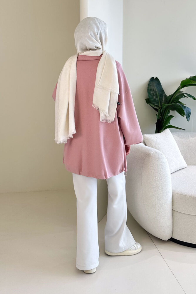 Oversize Tensel Bomber Kap - Pudra - 8