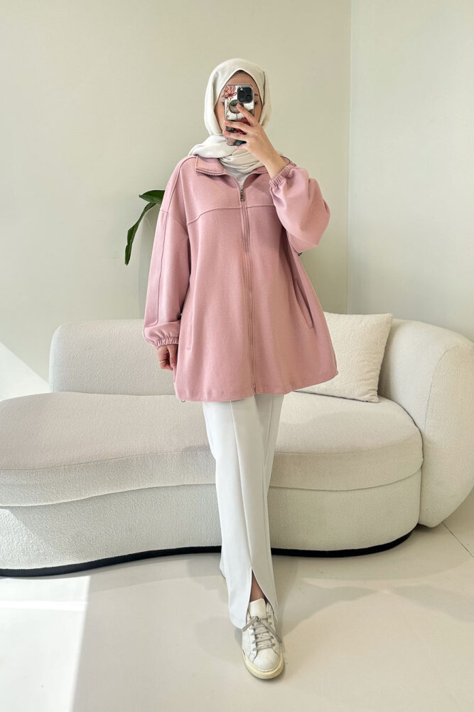 Oversize Tensel Bomber Kap - Pudra - İKOL (0)