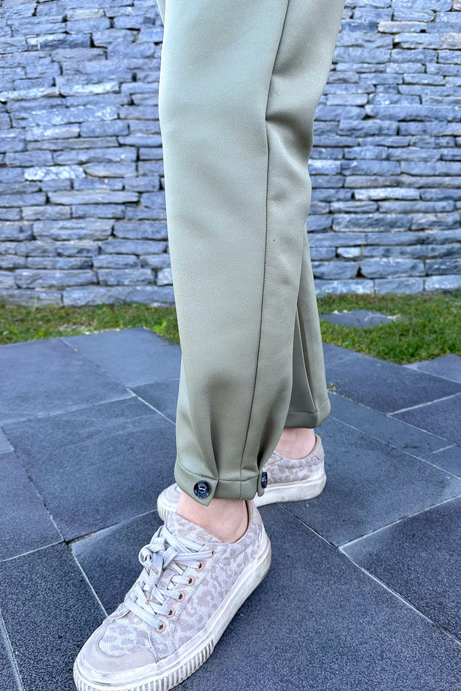 Paçası Düğmeli Scuba Pantolon - Haki - ENMA (3)