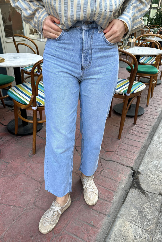 Paçası Kesik Pantolon - Açık Mavi - PUANE (4)