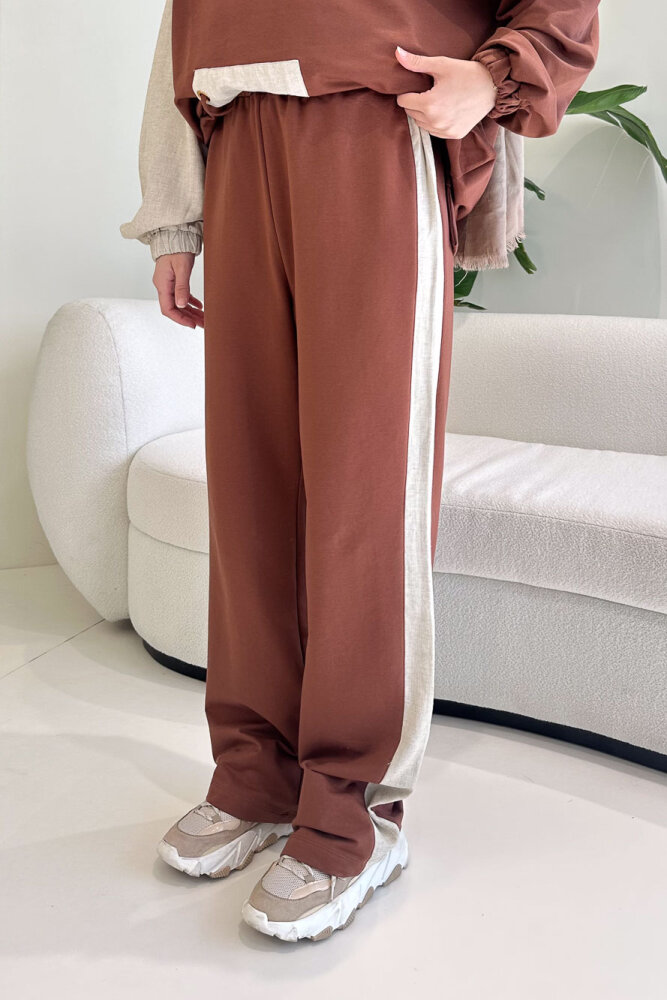 Palm Keten Karışımlı Takım - Kahverengi - 4