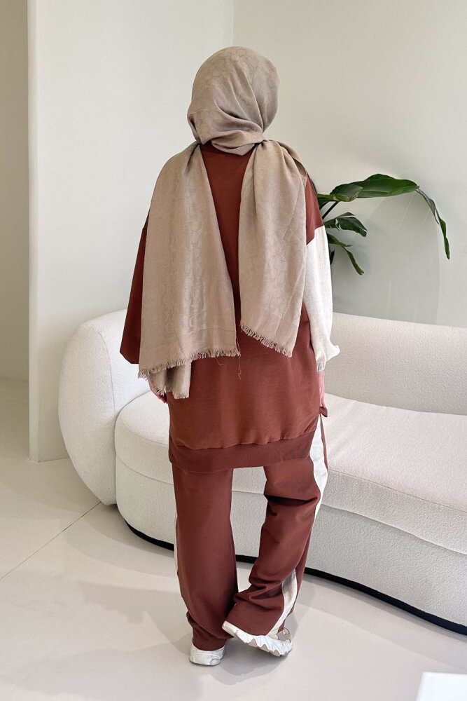 Palm Keten Karışımlı Takım - Kahverengi - 8