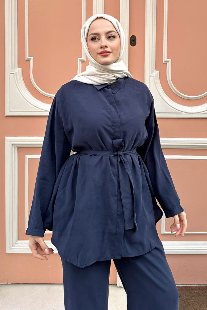 Patlı Kemerli Rahat Takım - Lacivert - 6