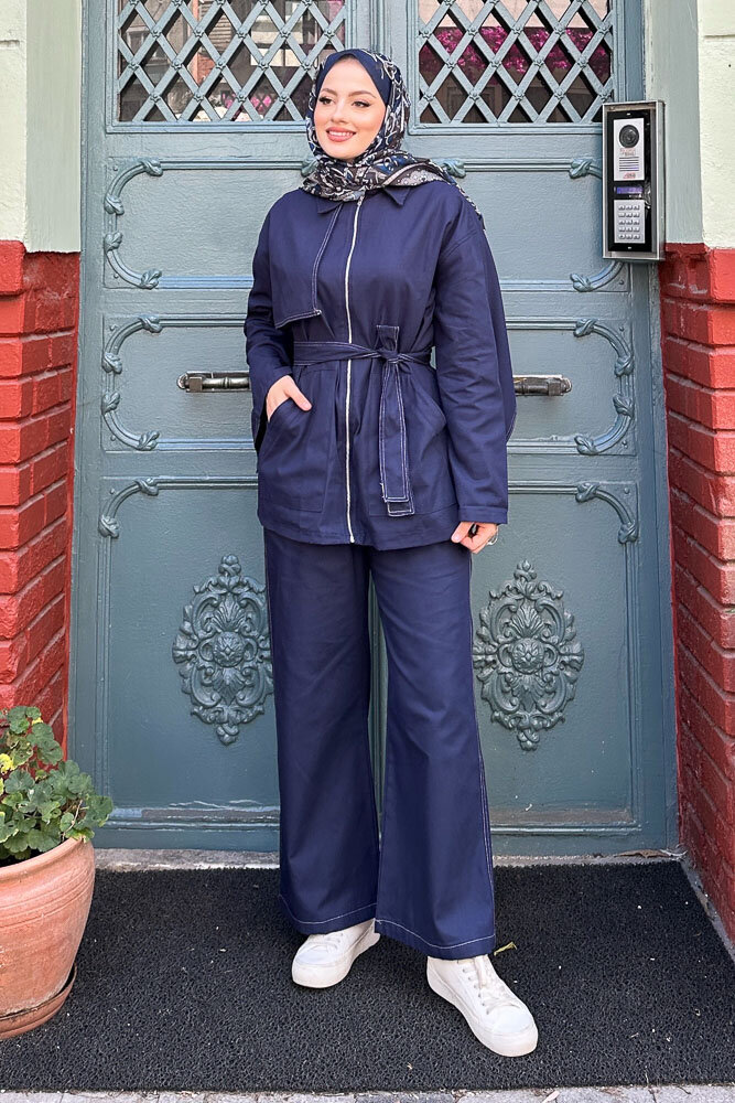 Pelerinli Gabardin Takım - Lacivert - ENMA (2)