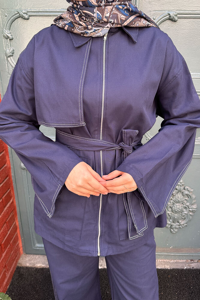 Pelerinli Gabardin Takım - Lacivert - ENMA (5)