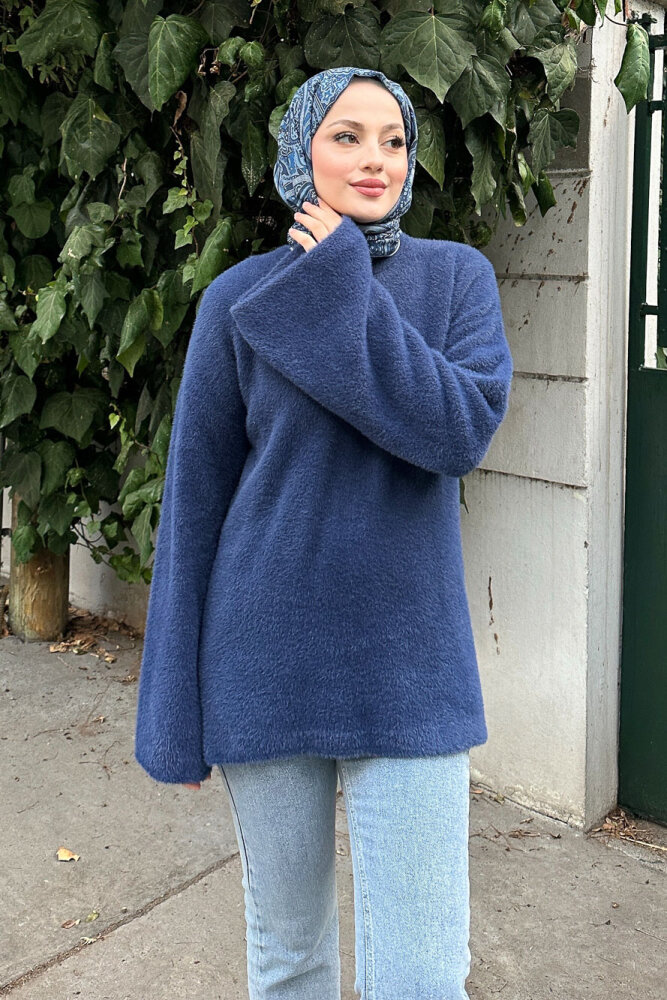 Peluş Kazak - Lacivert - 5