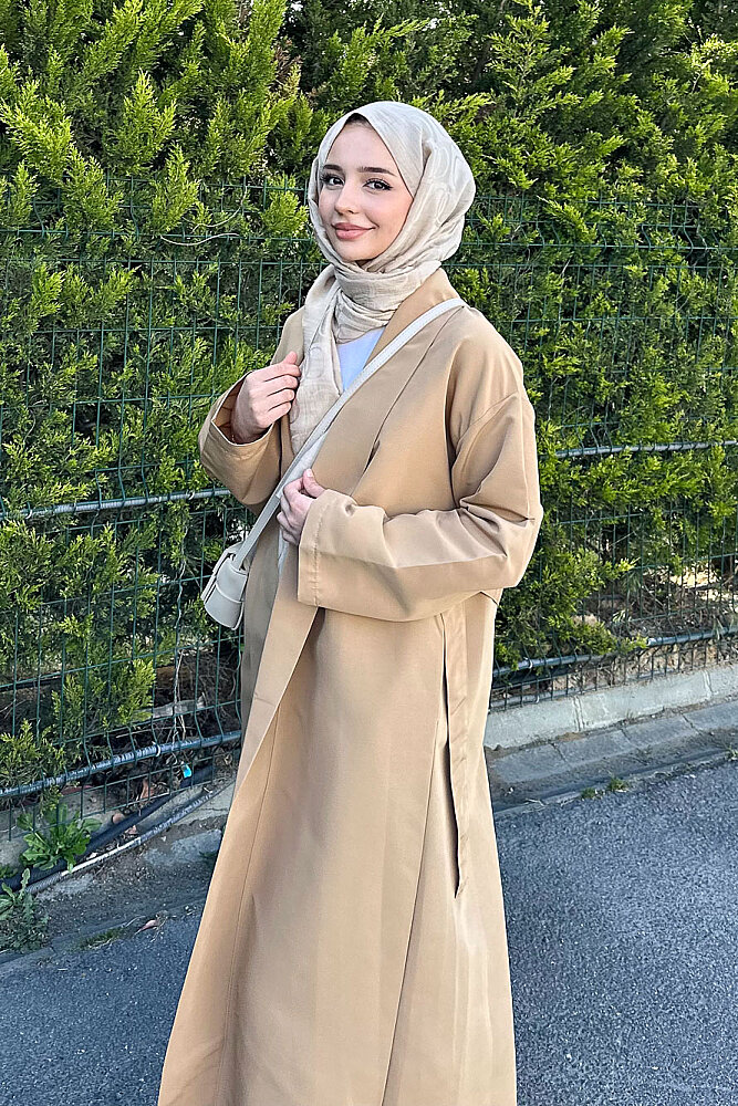 Pie Arka Pileli Trençkot - Camel - ALLMİSS (2)