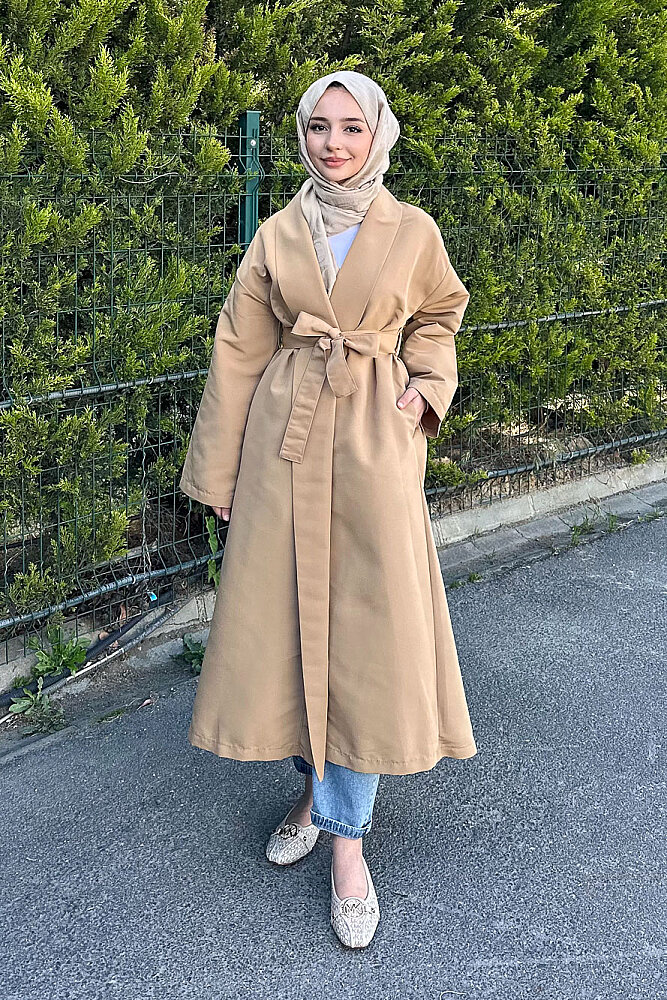 Pie Arka Pileli Trençkot - Camel - ALLMİSS (0)