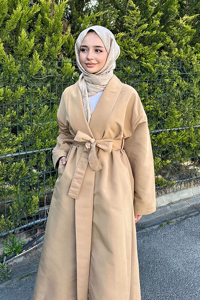 Pie Arka Pileli Trençkot - Camel - ALLMİSS (4)