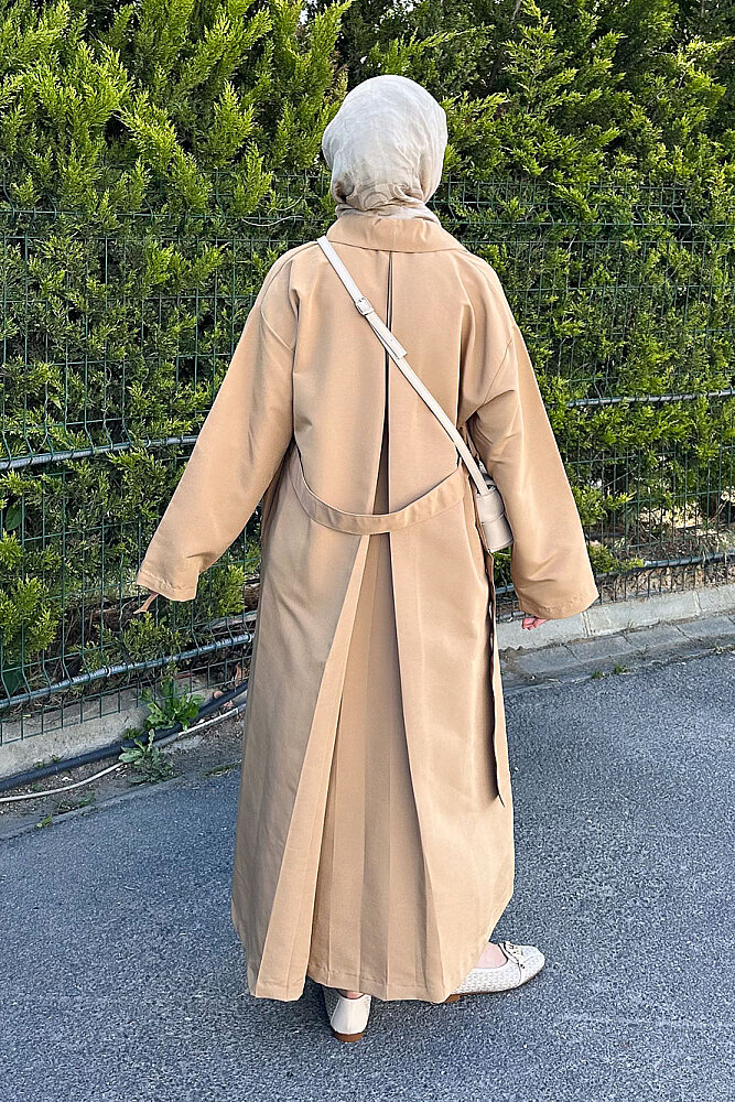 Pie Arka Pileli Trençkot - Camel - ALLMİSS (1)