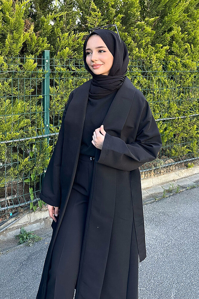 Pie Arka Pileli Trençkot - Siyah - ALLMİSS (2)