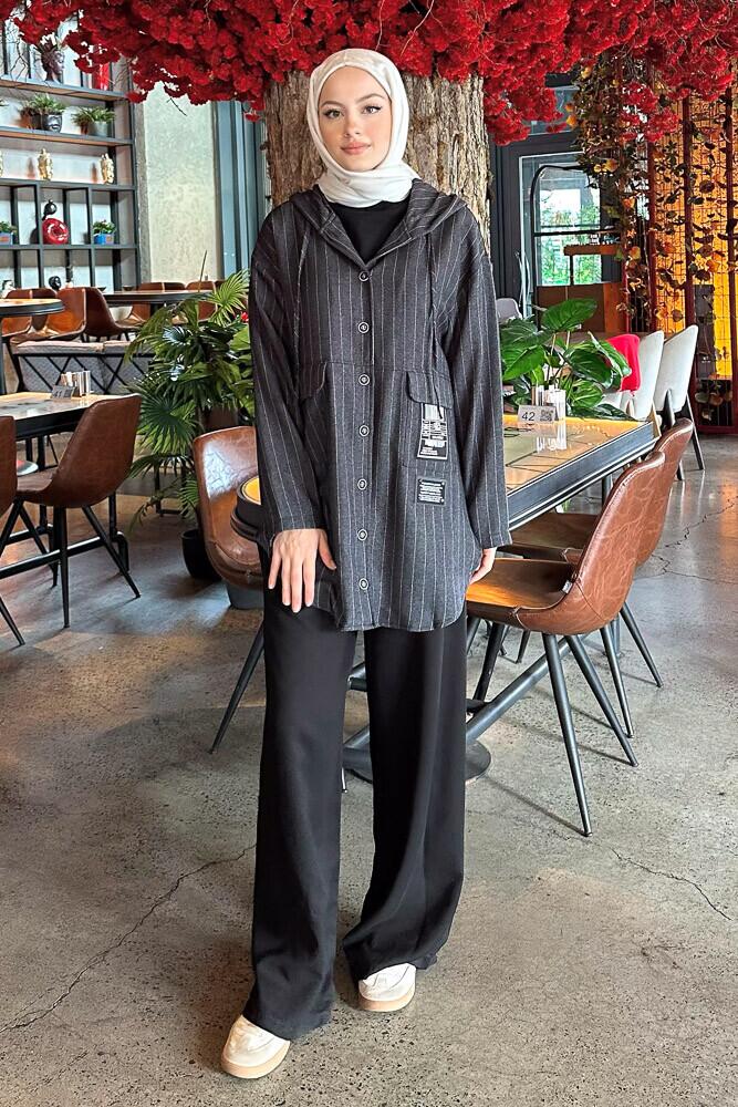 Pige Kapüşonlu Kap - Antrasit - PUANE (0)