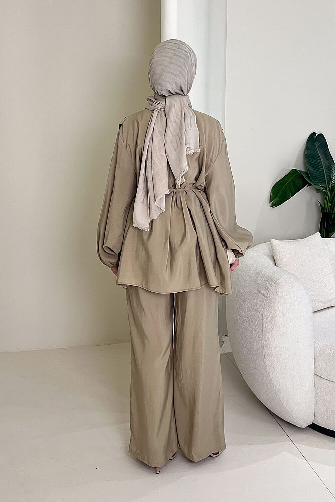 Pile Detaylı Pantolon Takım - Haki - ENMA (5)
