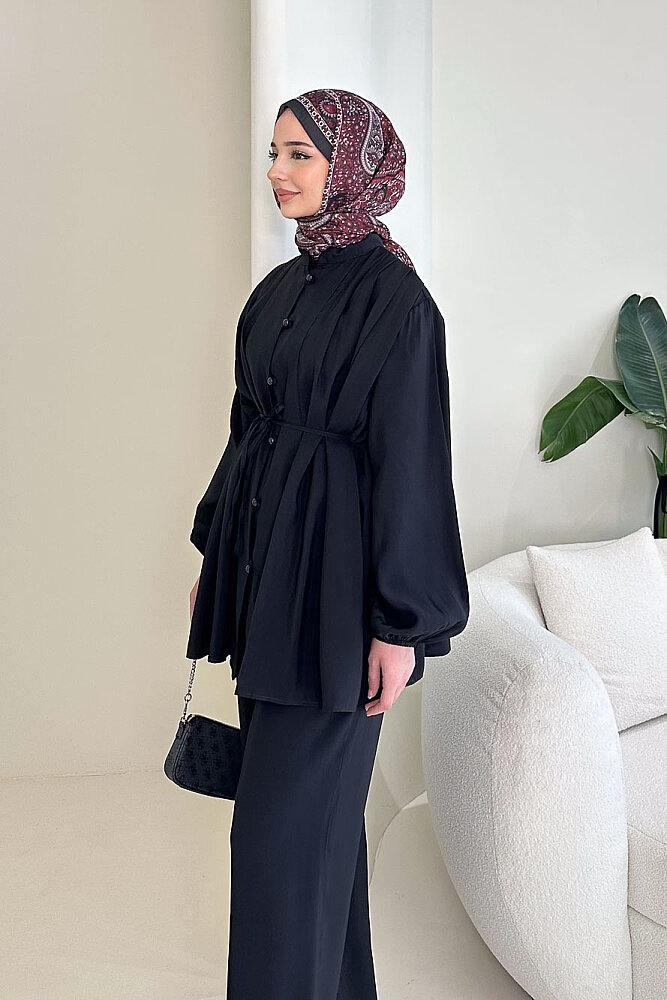 Pile Detaylı Pantolon Takım - Siyah - ENMA (4)