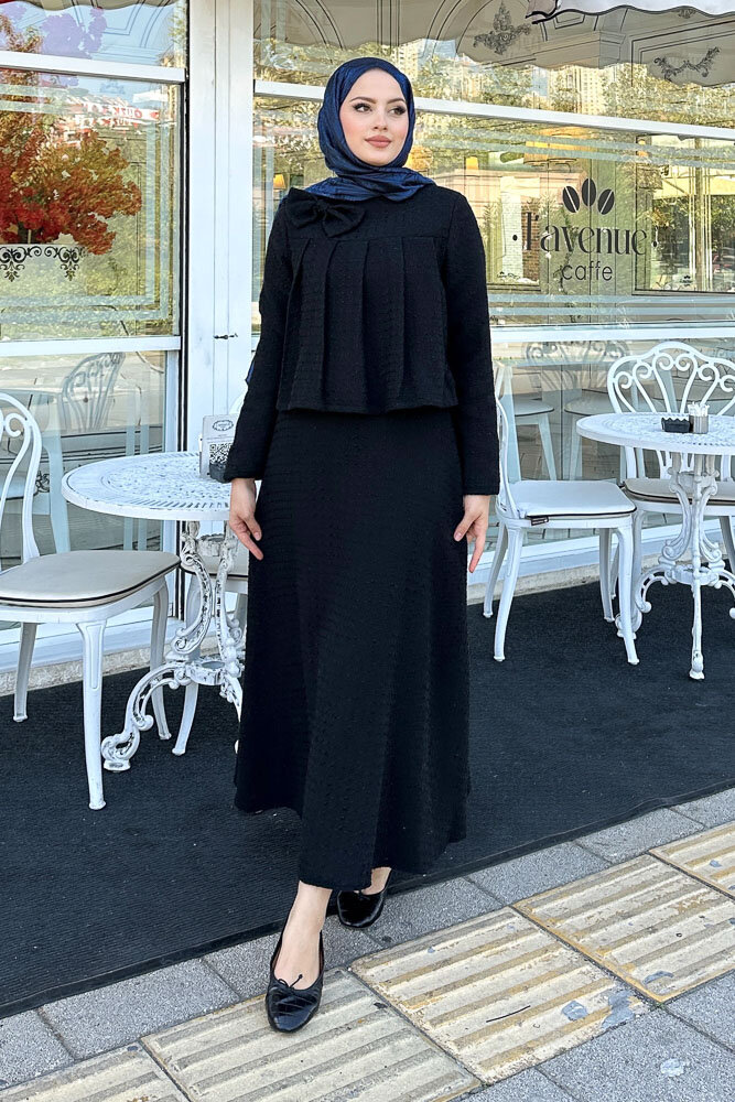 Pile Detaylı Tüvit Takım - Siyah - HENZA (4)