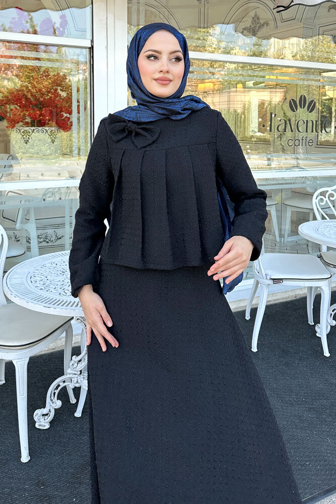 Pile Detaylı Tüvit Takım - Siyah - HENZA (5)