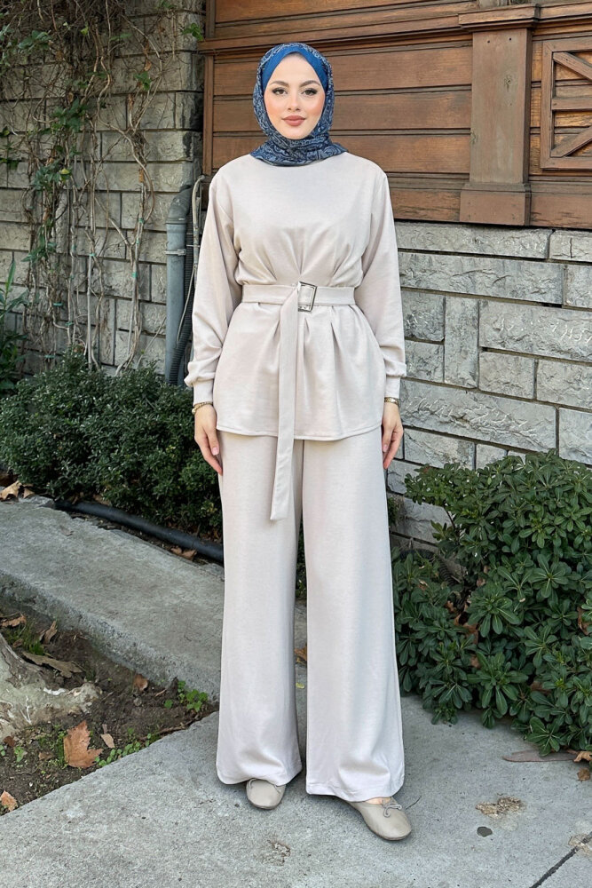 Pileli Oysho Takım - Bej - HENZA (3)