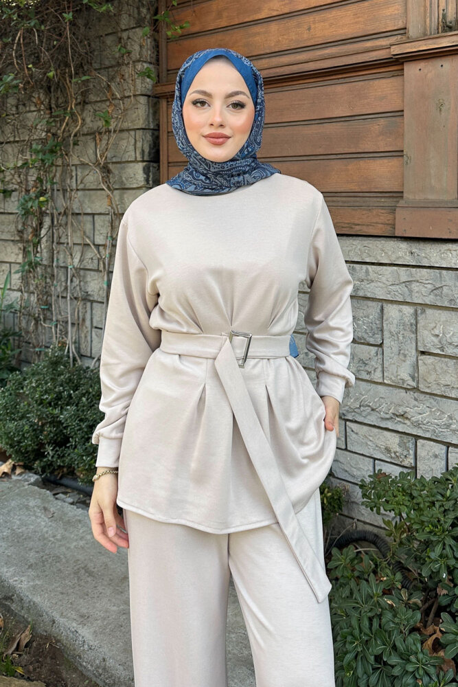 Pileli Oysho Takım - Bej - 7