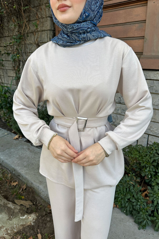 Pileli Oysho Takım - Bej - 5