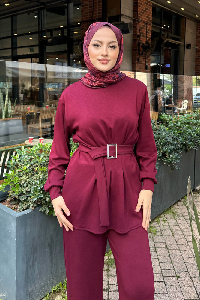 Pileli Oysho Takım - Bordo - 5