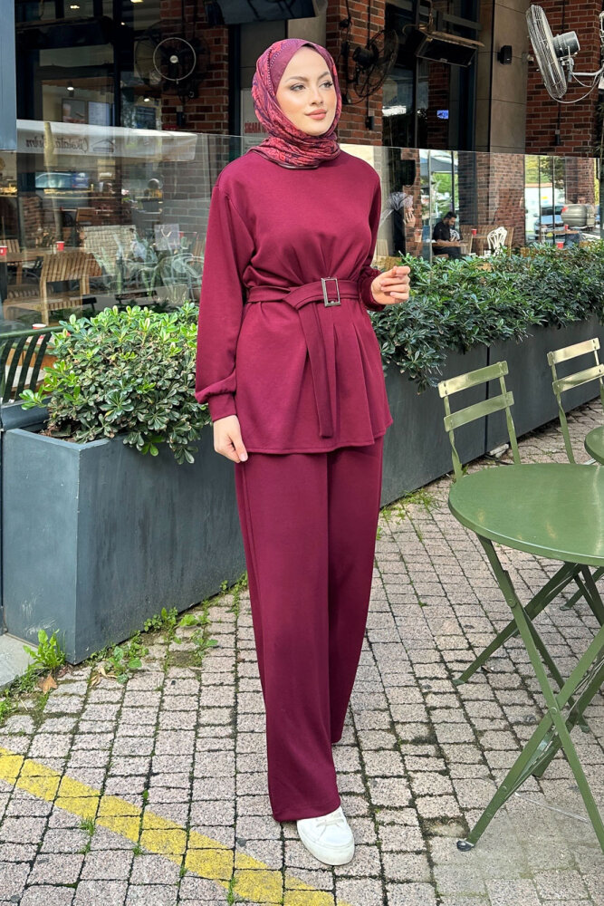 Pileli Oysho Takım - Bordo - 3