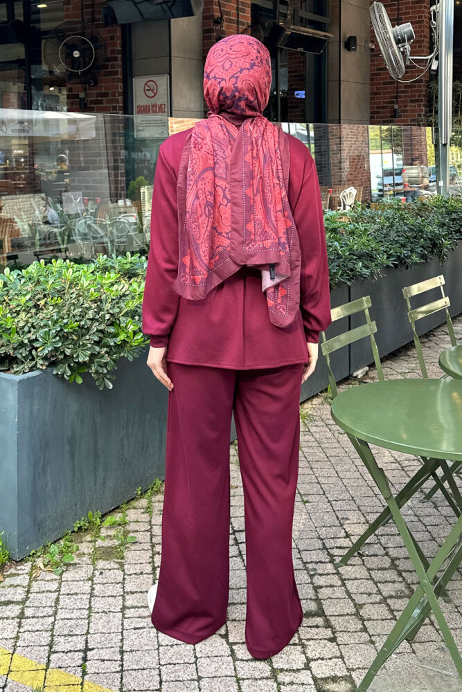 Pileli Oysho Takım - Bordo - 6