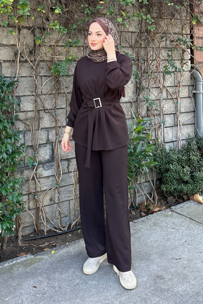 Pileli Oysho Takım - Kahverengi - 2